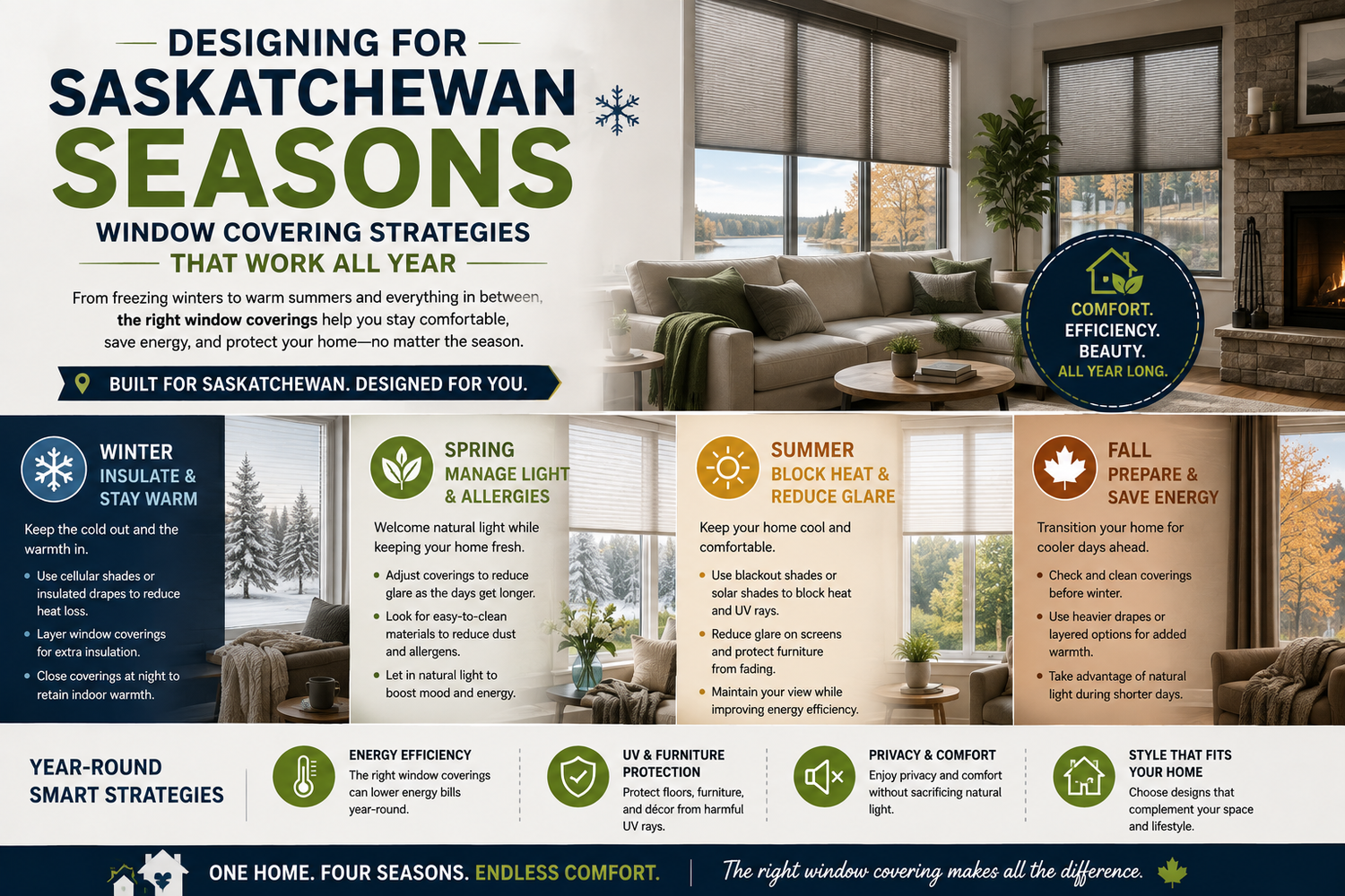 Designing for Saskatchewan Seasons: Window Covering Strategies That Work All Year