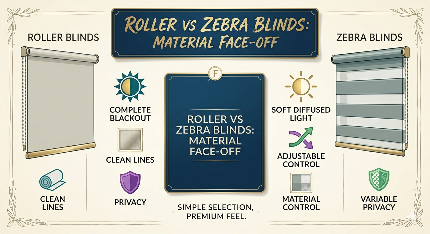 Roller vs Zebra Blinds: Material Face-Off